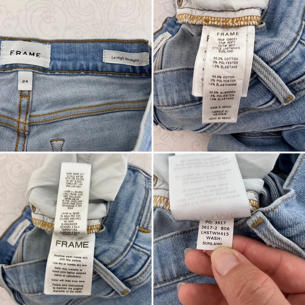 FRAME Denim Le High Straight Sunland Light Wash High Rise Crop Jeans Size 24 - Picture 16 of 16